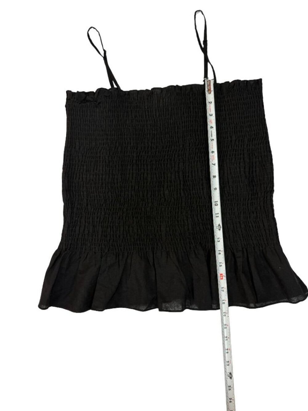 Anthropologie Women's Black Smocked Linen Blend Cami Top Size L Boho. - Picture 4 of 6